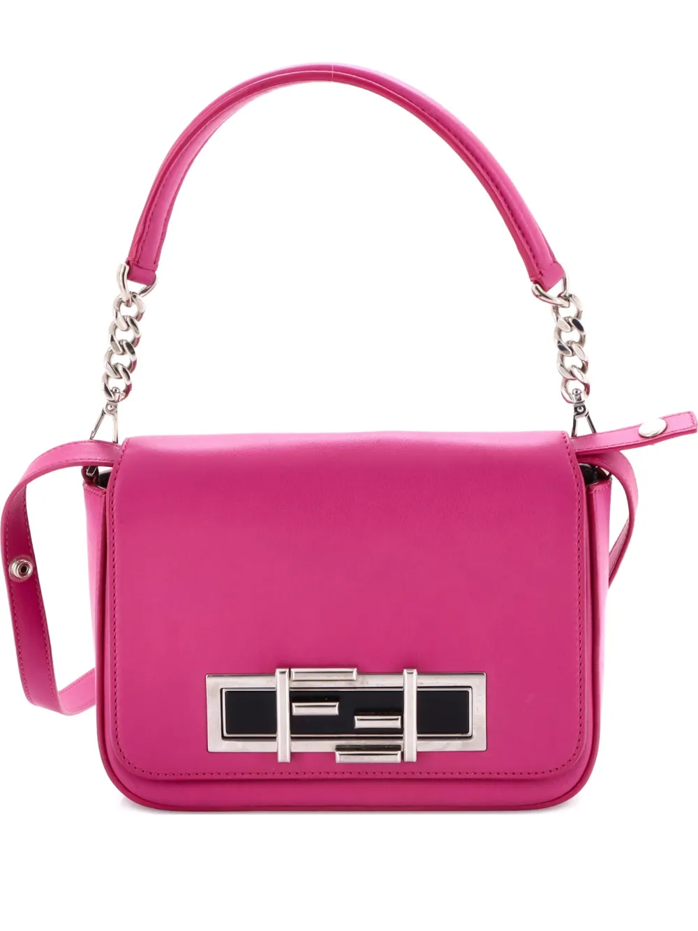 Pre-owned Fendi 3baguette Convertible Crossbody Calfskin Small Shoulder Bag In Pink