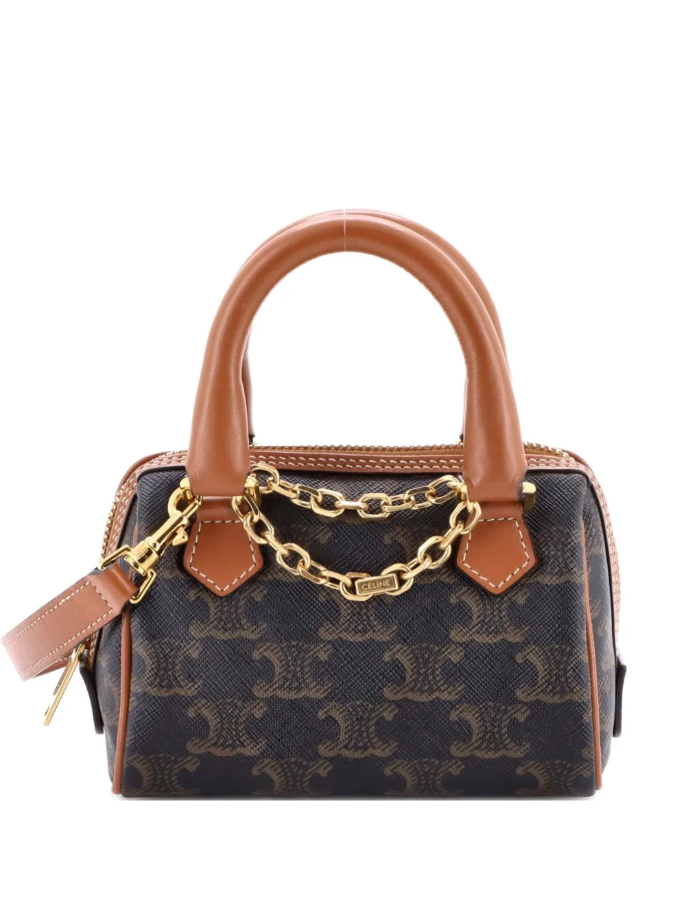 Celine Pre-Owned Boston Bag Triomphe Coated Canvas Mini satchel - Brown