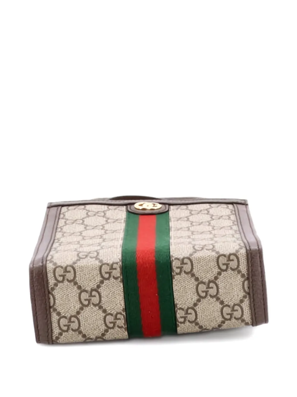 Pre-owned Gucci Ophidia Convertible Tote Gg Coated Canvas Super Mini Crossbody Bag In Brown