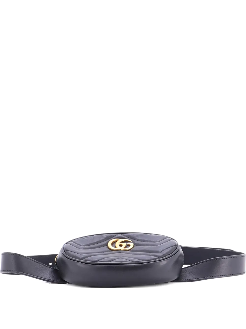 Pre-owned Gucci Gg Marmont Matelasse Leather Belt Bag In Black
