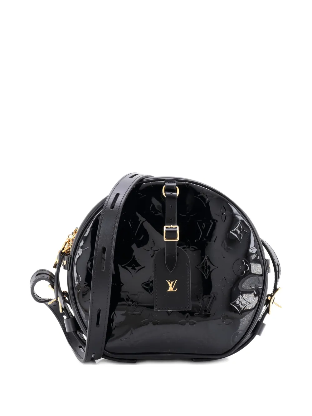 Pre-owned Louis Vuitton Boite Chapeau Souple Bag Monogram Vernis Mm Crossbody Bag In Black