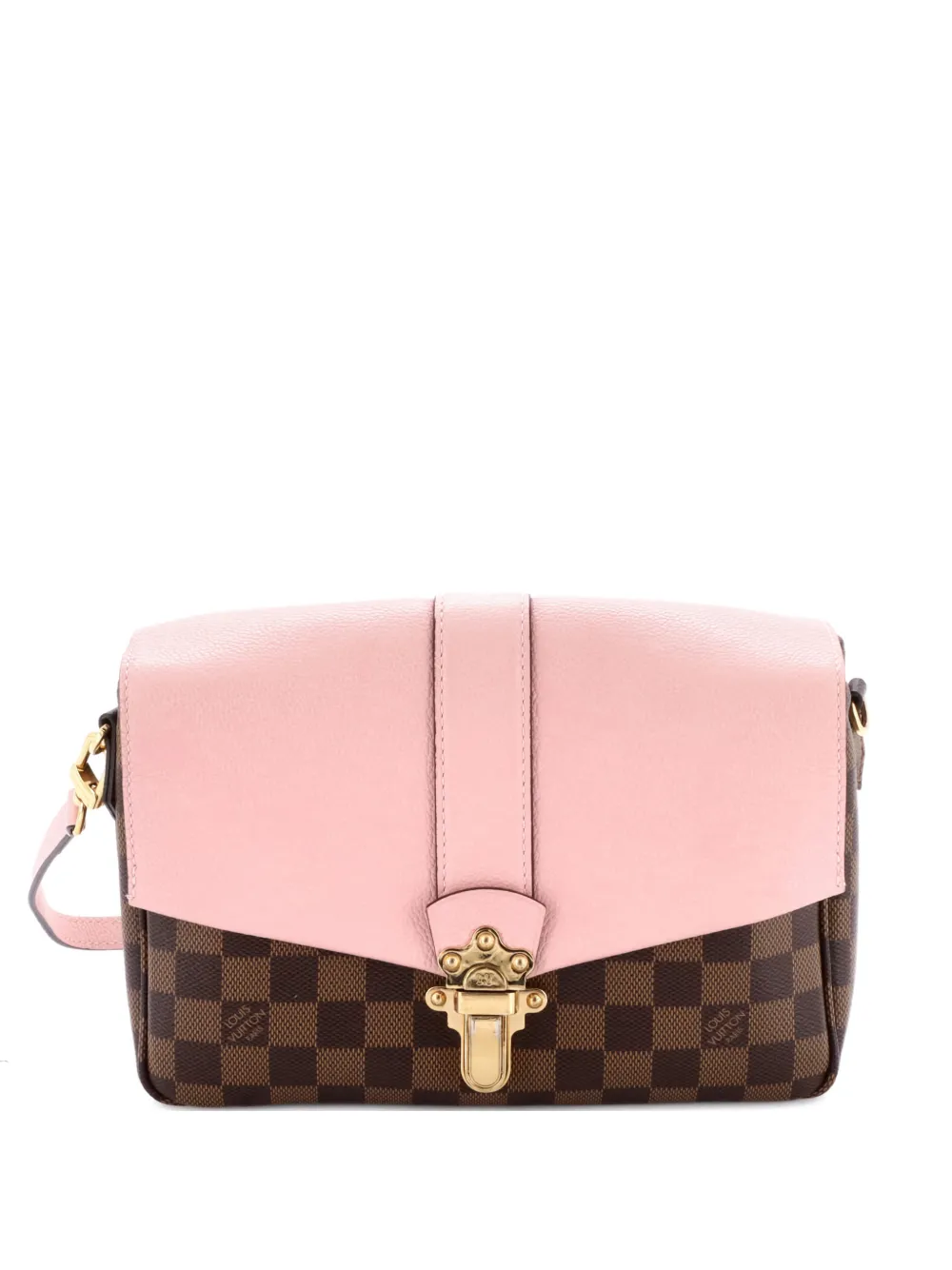 Pre-owned Louis Vuitton Clapton Handbag Damier And Leather Pm Crossbody Bag In Brown