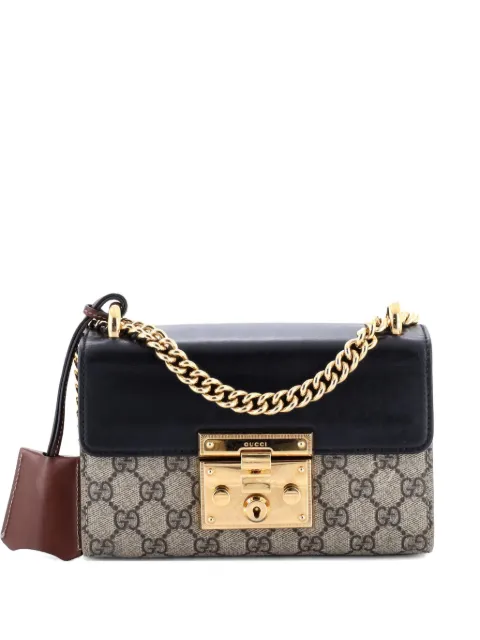 Gucci Pre-Owned bolsa crossbody Padlock Shoulder Bag GG Coated Canvas and Leather pequeña