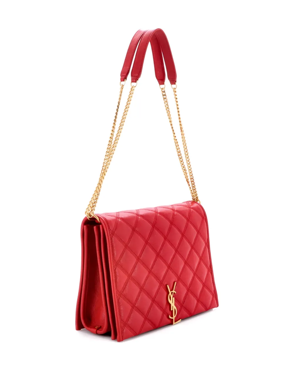 Pre-owned Saint Laurent Becky Quilted Leather Small Shoulder Bag In Red