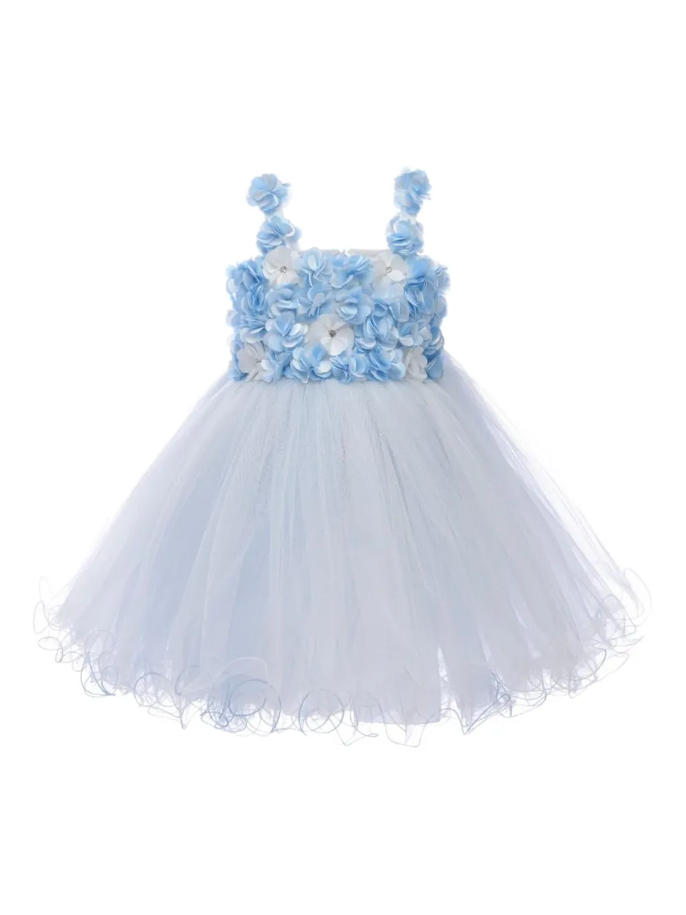 Tulleen Jurk verfraaid met bloemen Blauw