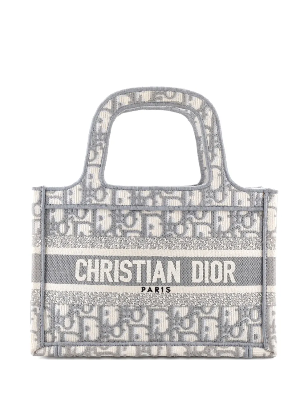 Christian Dior Pre-Owned Book Embroidered Canvas Mini tote bag - Grigio