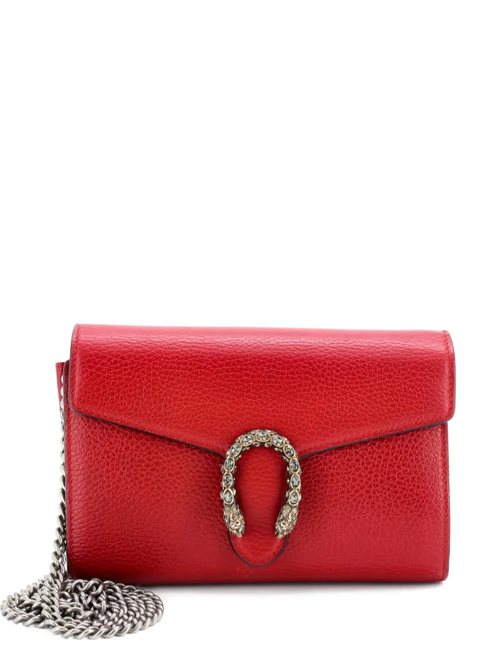 Gucci Pre-Owned Dionysus Chain Wallet Leather with Embellished Detail Small crossbody bag - Rosso