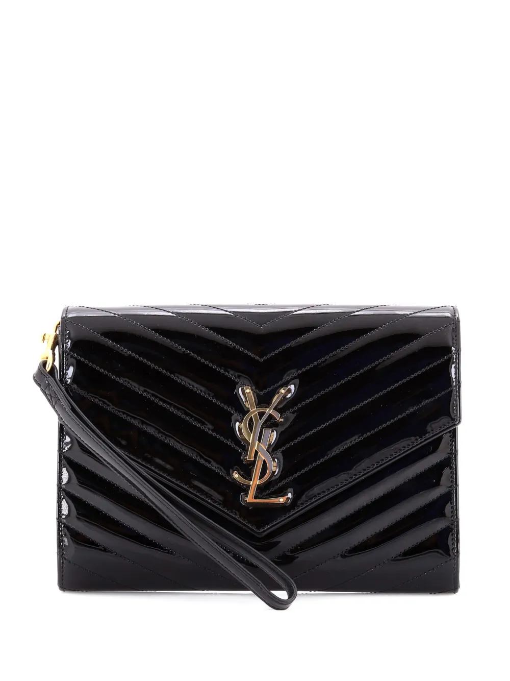 Saint Laurent Pre-Owned Cassandre Flap Envelope Wristlet Pouch Matelasse Chevron Patent clutch bag | negro | Image 1