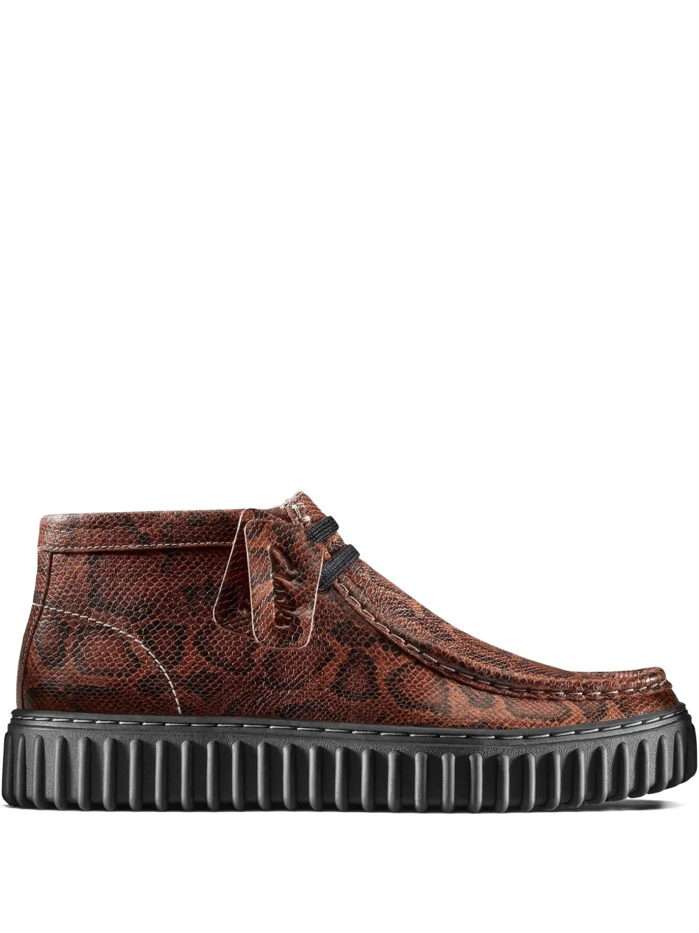 Clarks Originals snake print torhill hi lace-up shoes - Marrone