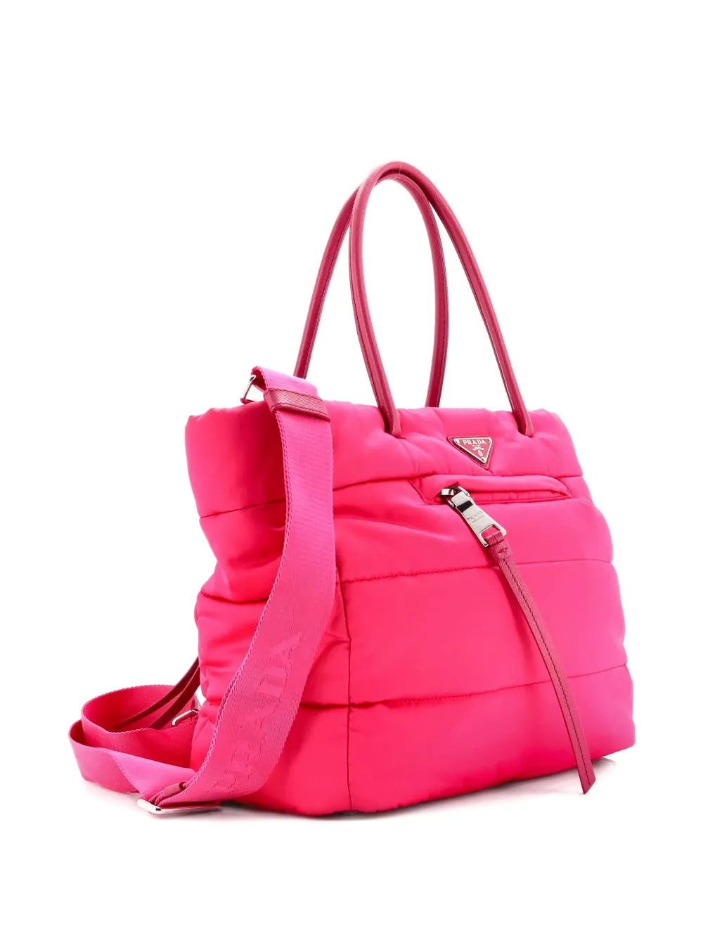 Pre-owned Prada Bomber Tote Tessuto Small Satchel In Pink