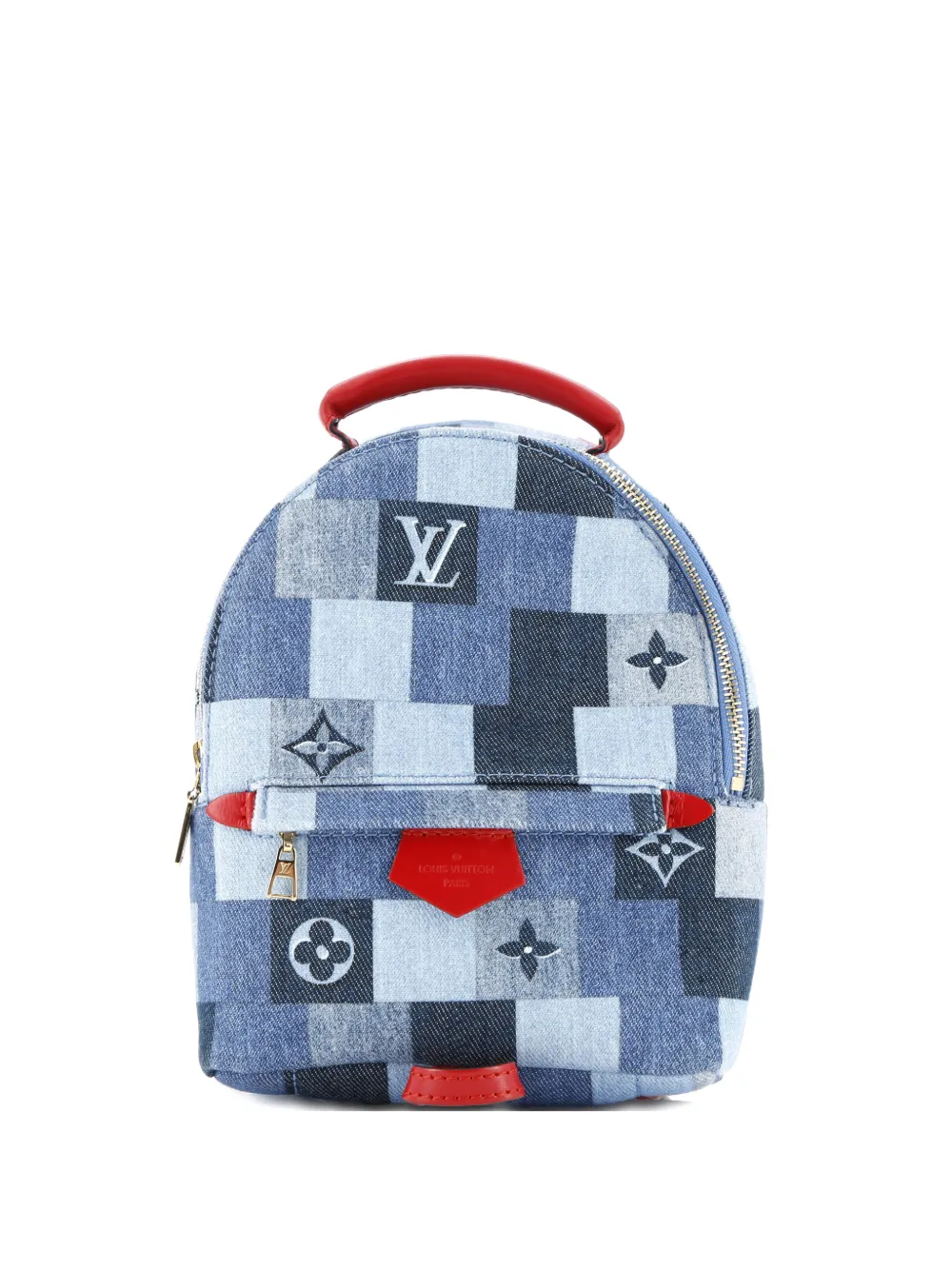 Louis Vuitton Pre-Owned Palm Springs Damier and Monogram Patchwork Denim Mini backpack - Blu