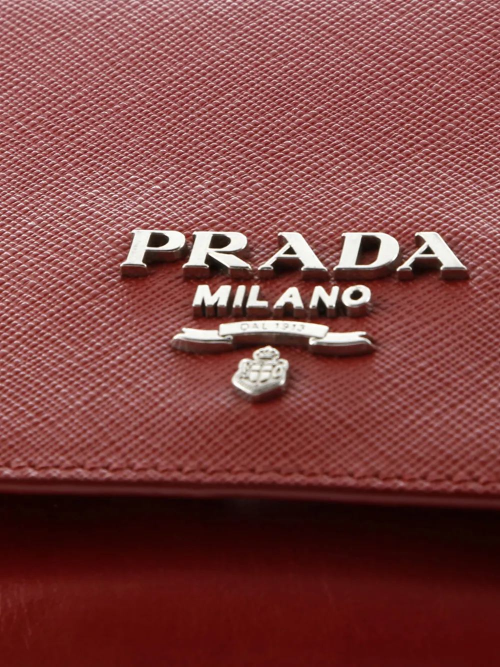 Pre-owned Prada Chain Flap Saffiano And Soft Calf Small Crossbody Bag In Red
