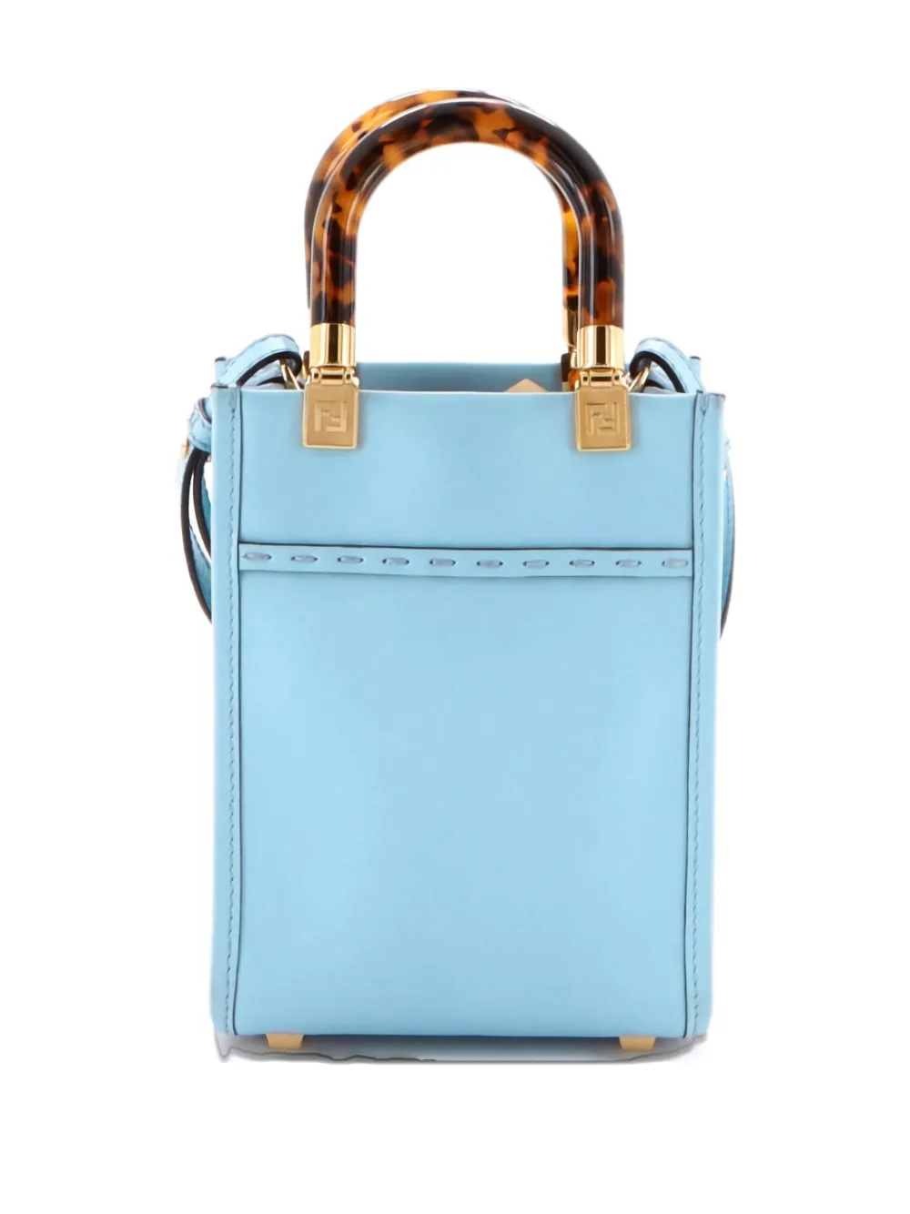 Pre-owned Fendi Sunshine Shopper Tote Leather Mini Crossbody Bag In Blue
