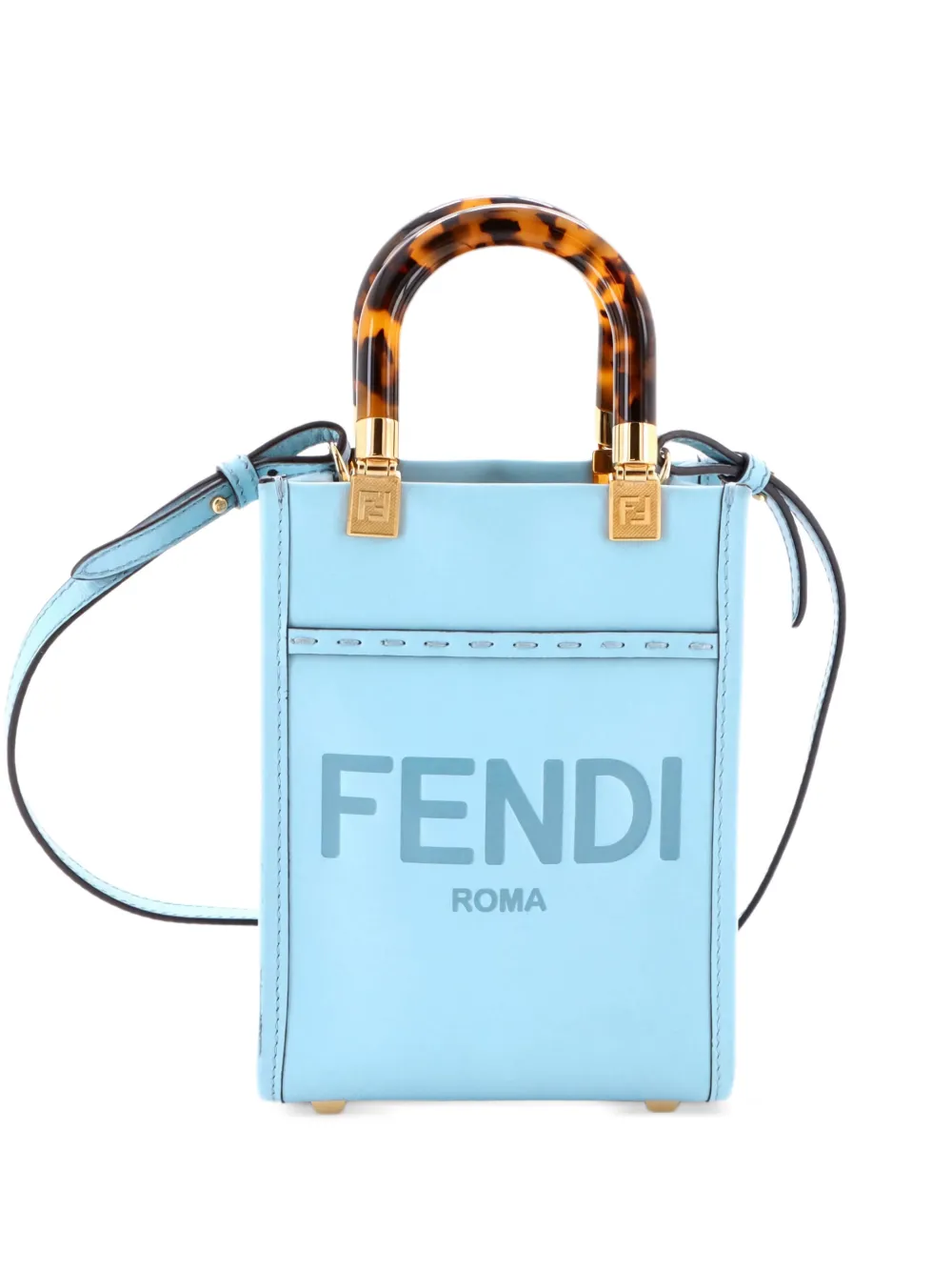 Fendi Pre-Owned Sunshine Shopper Tote Leather Mini crossbody bag - Blu