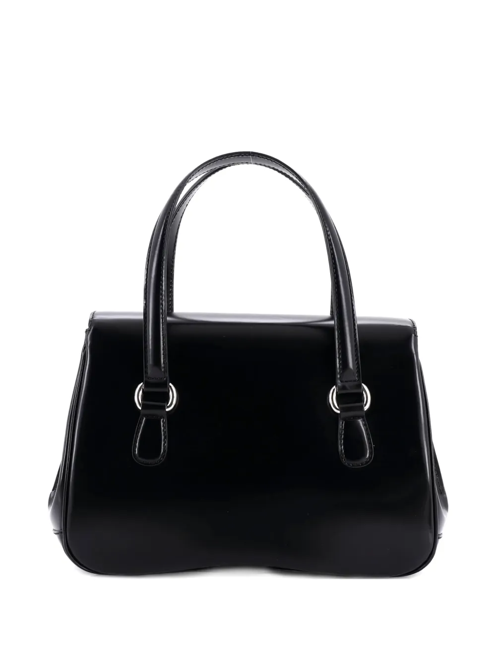 Pre-owned Gucci Lady Lock Leather Medium Satchel In Black