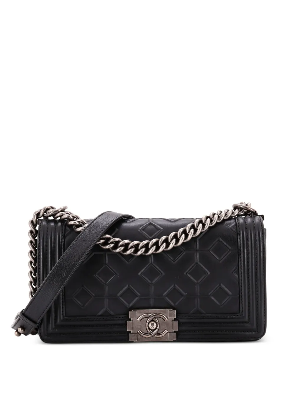 CHANEL Pre-Owned Arabesque Boy Flap Bag Embossed Calfskin Old Medium shoulder bag - Nero