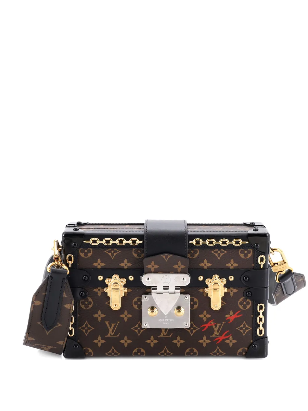 Louis Vuitton Pre-Owned Petite Malle Handbag Monogram Canvas with Chain Detail crossbody bag - Nero