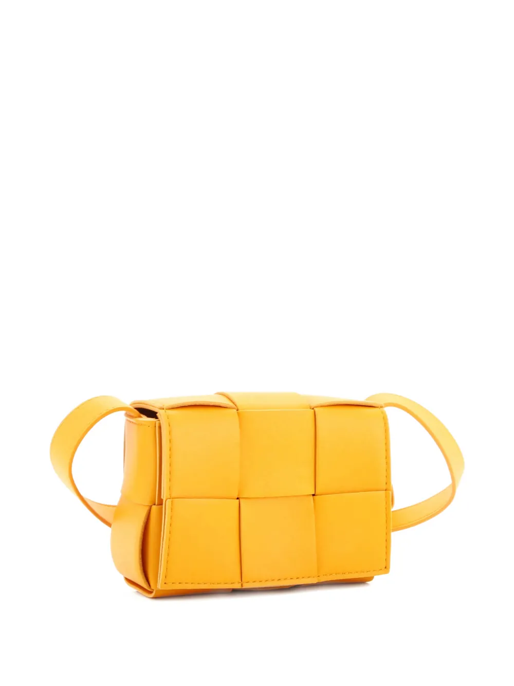 Pre-owned Bottega Veneta Cassette Maxi Intrecciato Leather Candy Crossbody Bag In Orange