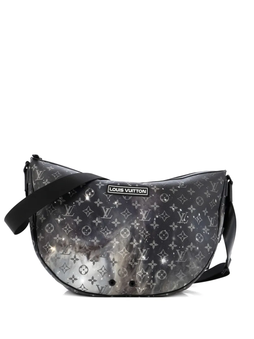 Pre-owned Louis Vuitton Alpha Limited Edition Monogram Galaxy Canvas Hobo Bag In Black