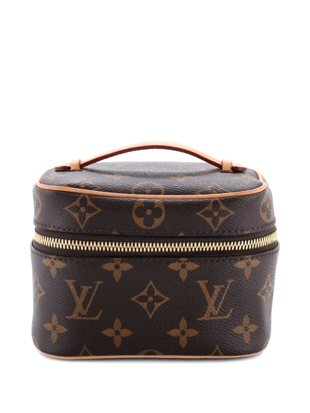 Pre-owned Louis Vuitton Nice Vanity Case Monogram Canvas Nano Pouch In Brown