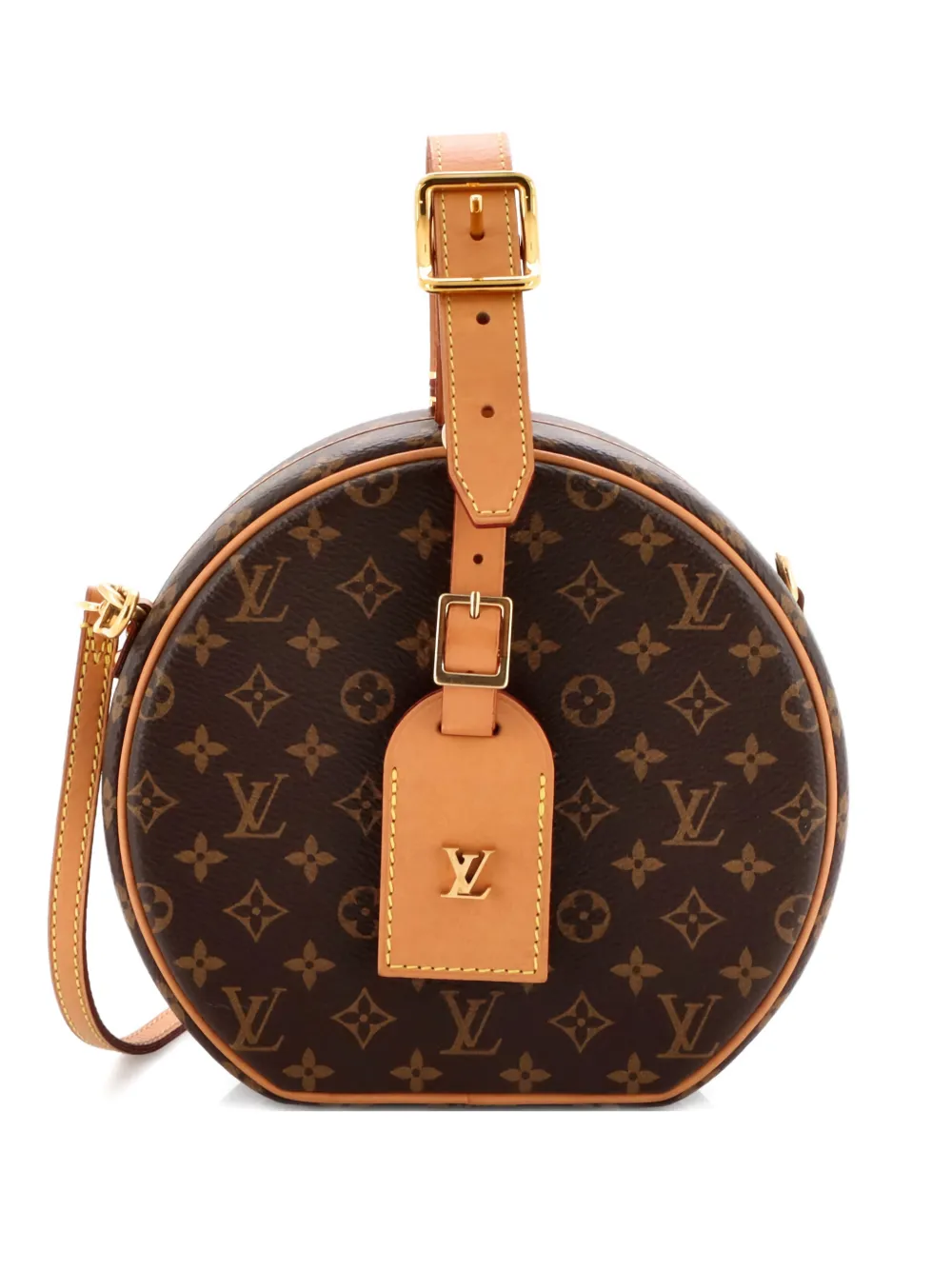 Pre-owned Louis Vuitton Petite Boite Chapeau Bag Monogram Canvas Crossbody Bag In Brown