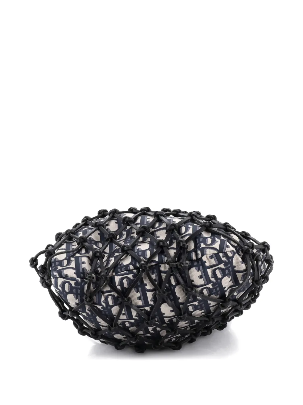 Pre-owned Dior Drawstring Net Tote Issimo Canvas And Leather Bucket Bag In Blue