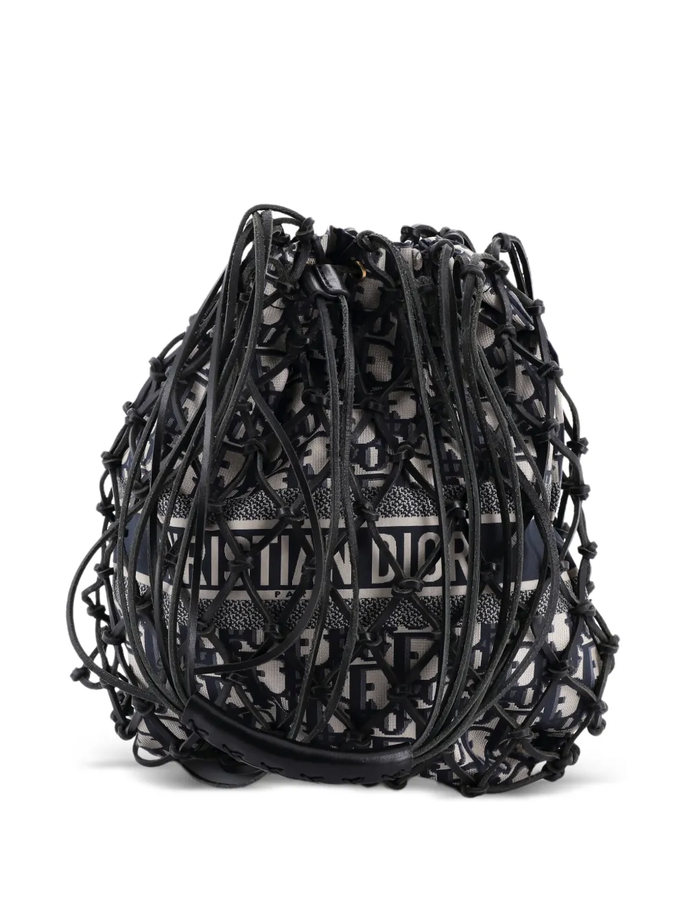 Christian Dior Pre-Owned Drawstring Net Tote Diorissimo Canvas and Leather bucket bag - Blu