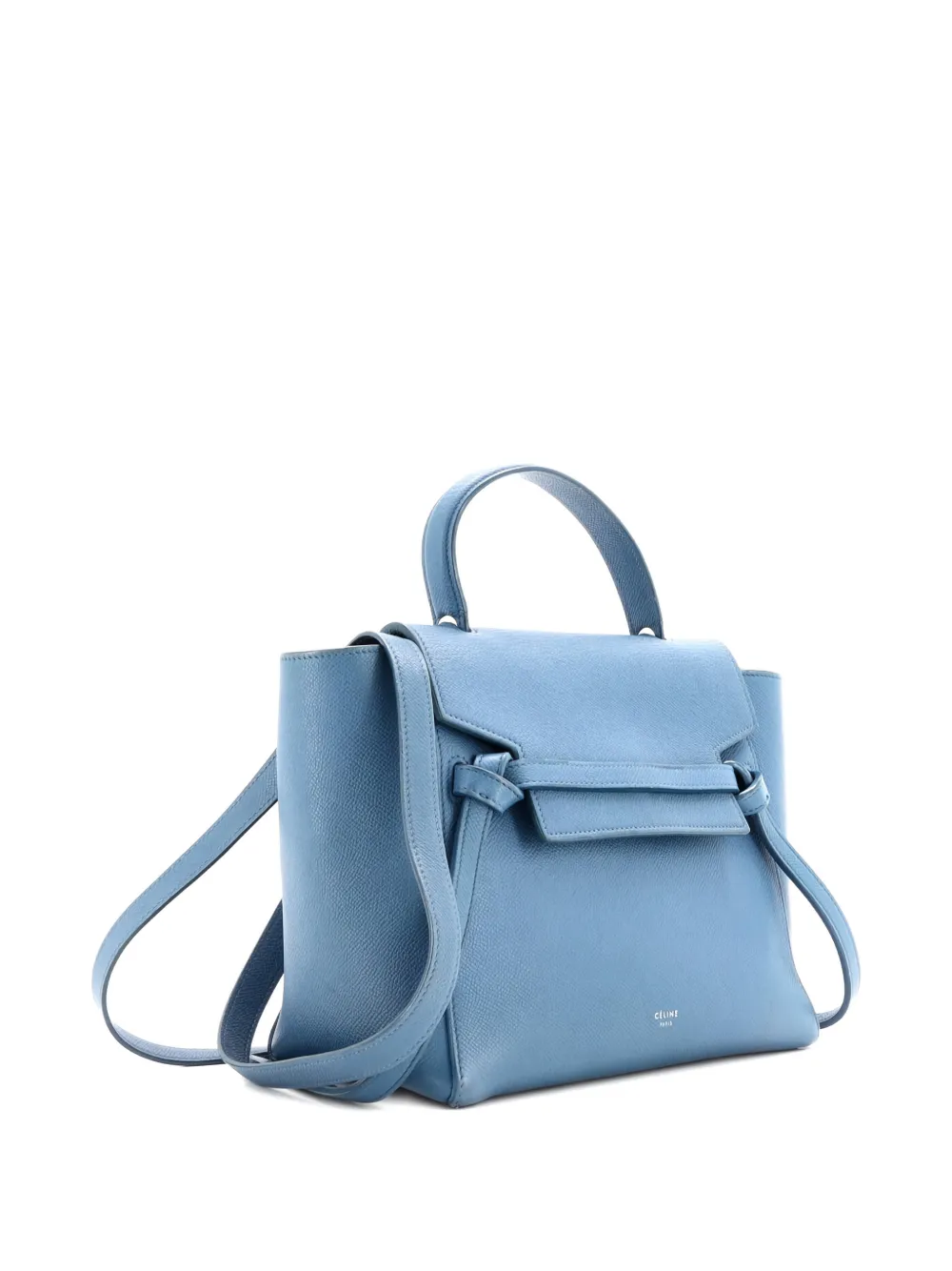 Pre-owned Celine Belt Bag Textured Leather Micro Satchel In Blue