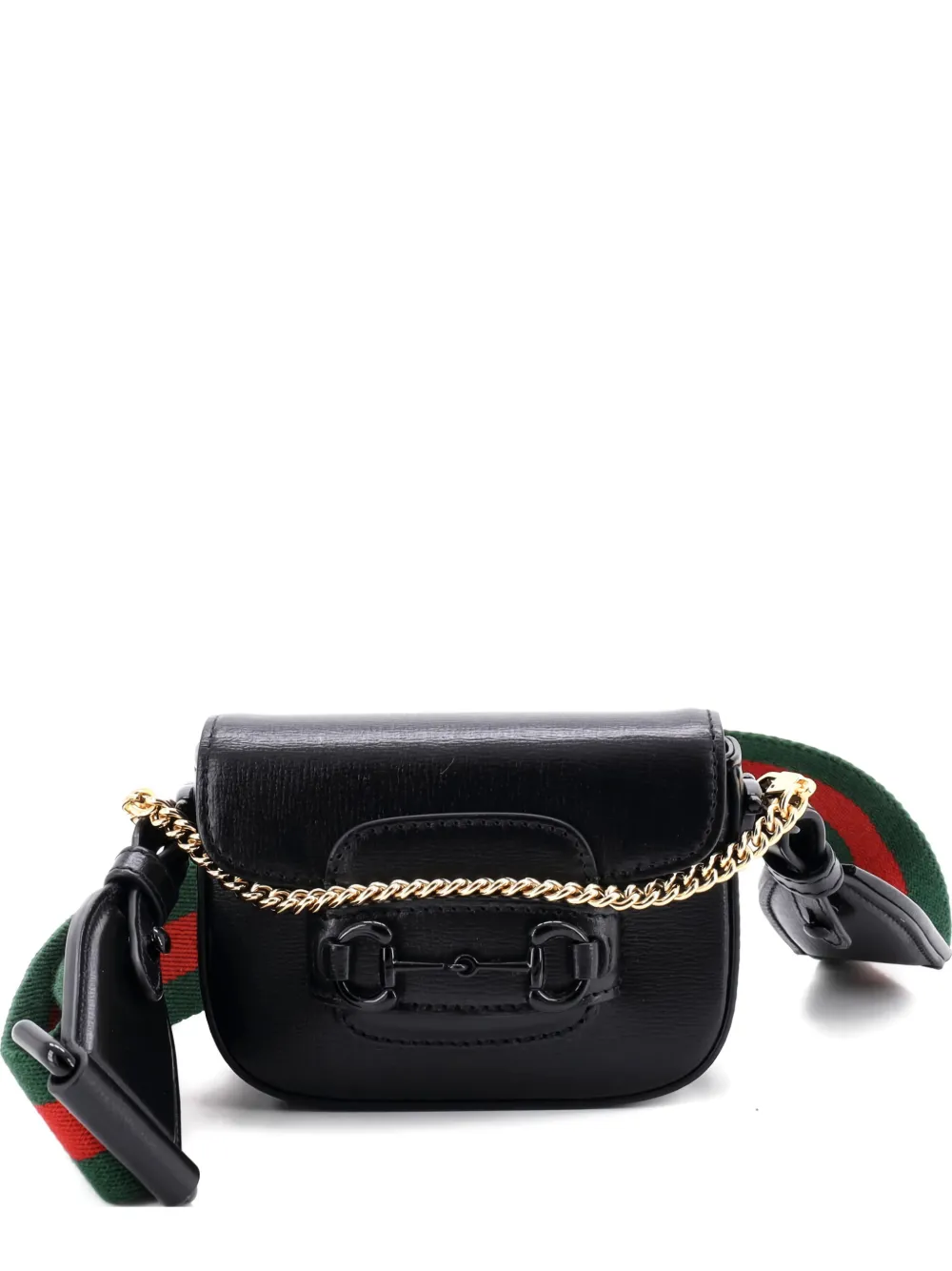 Gucci Pre-Owned Horsebit 1955 Flap Wallet with Strap Leather crossbody bag - Black