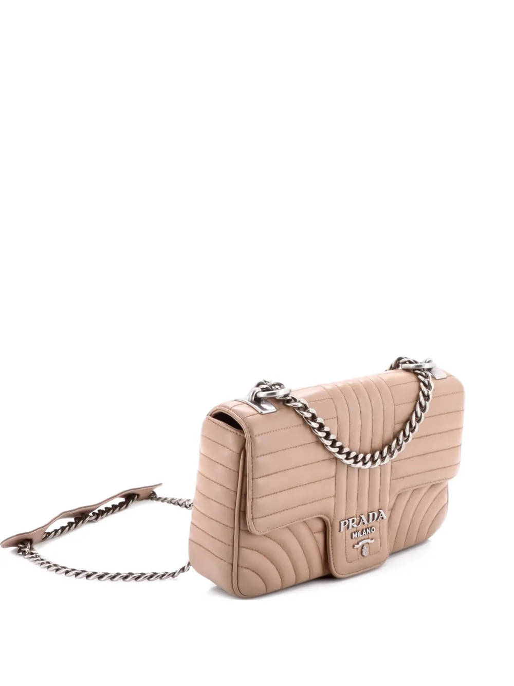 Prada Pre-Owned Chain Flap Shoulder Bag Diagramme Quilted Leather Medium crossbody bag - Toni neutri