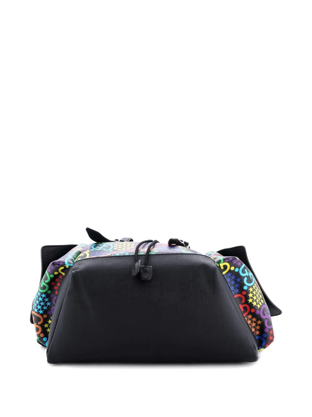 Pre-owned Gucci Double Pocket Belt Psychedelic Print Gg Coated Canvas Medium Backpack In Black