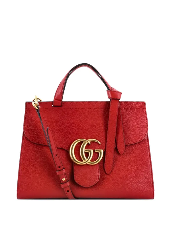 Gucci Pre-Owned GGマーモント トップハンドル バッグ レザー スモール 