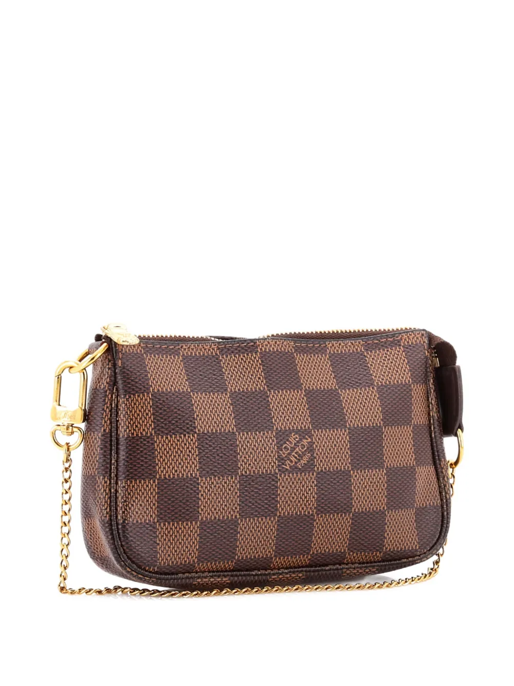 Pre-owned Louis Vuitton Pochette Accessoires Damier Mini Clutch Bag In Brown