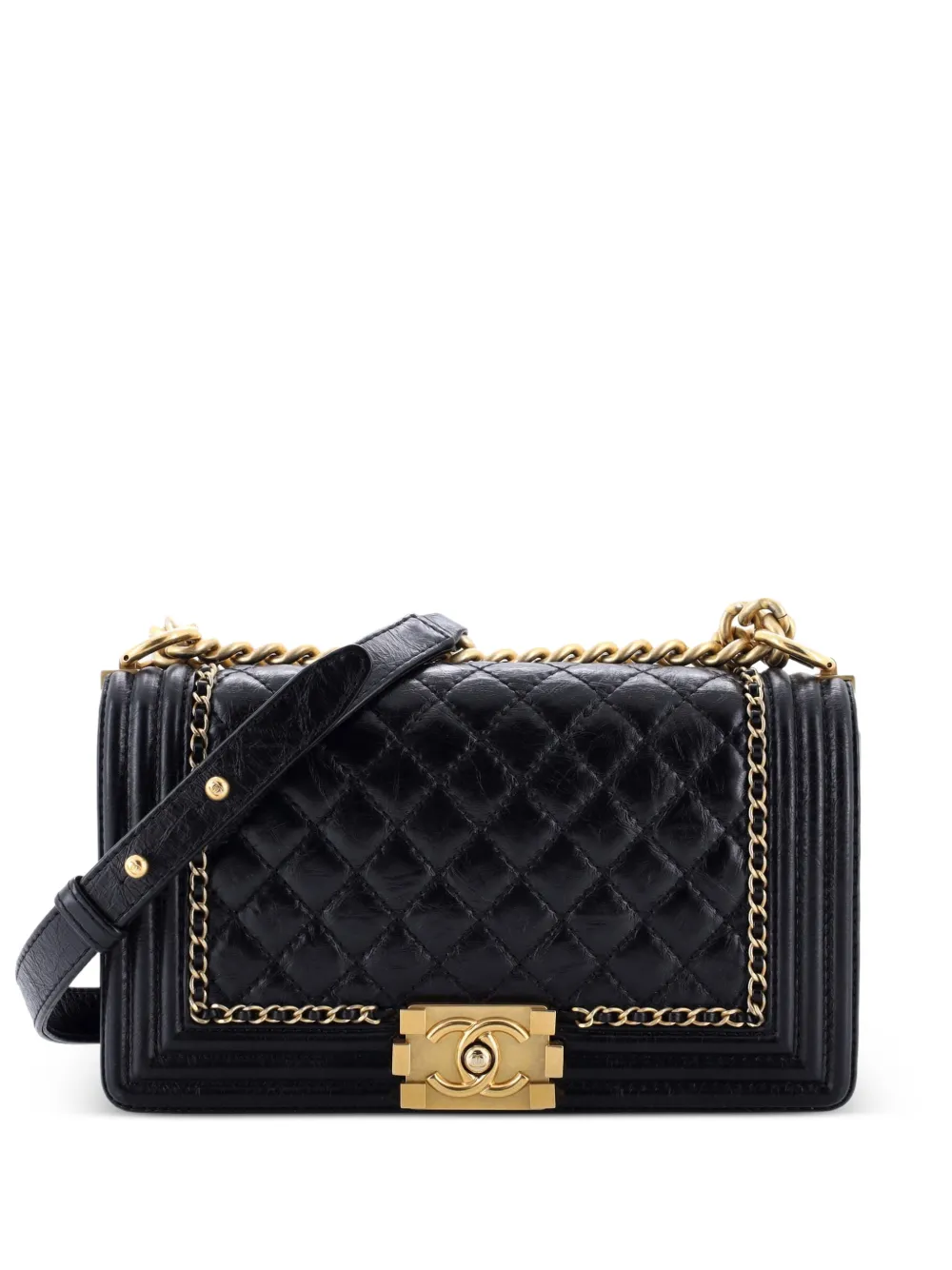 CHANEL Pre-Owned Jacket Boy Flap Bag Quilted Aged Calfskin Old Medium crossbody bag - Schwarz