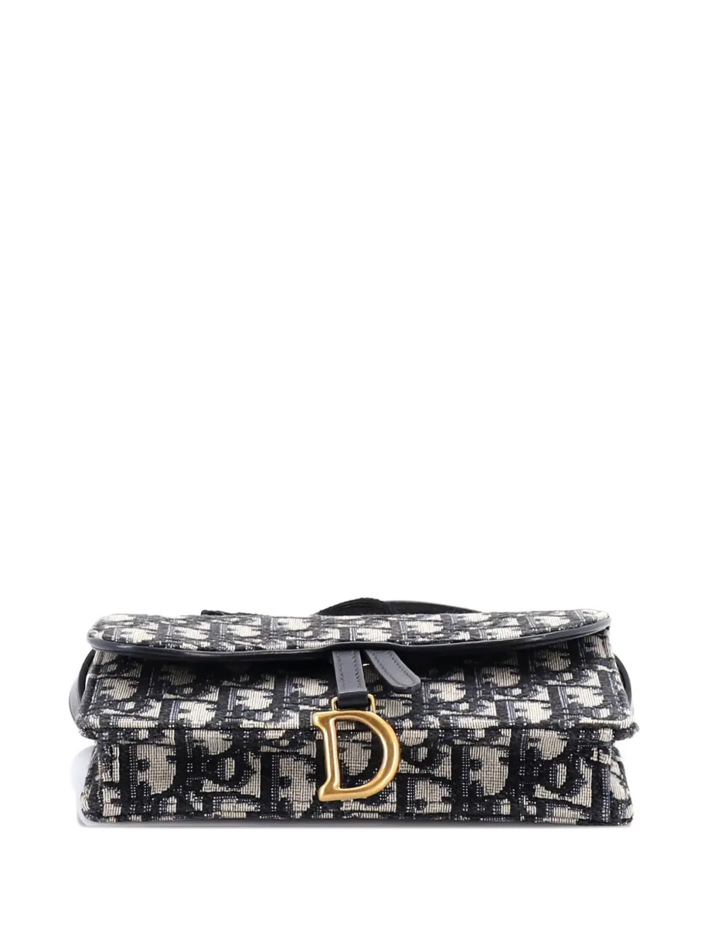 Pre-owned Dior Saddle Rectangular Oblique Canvas Belt Bag In Blue