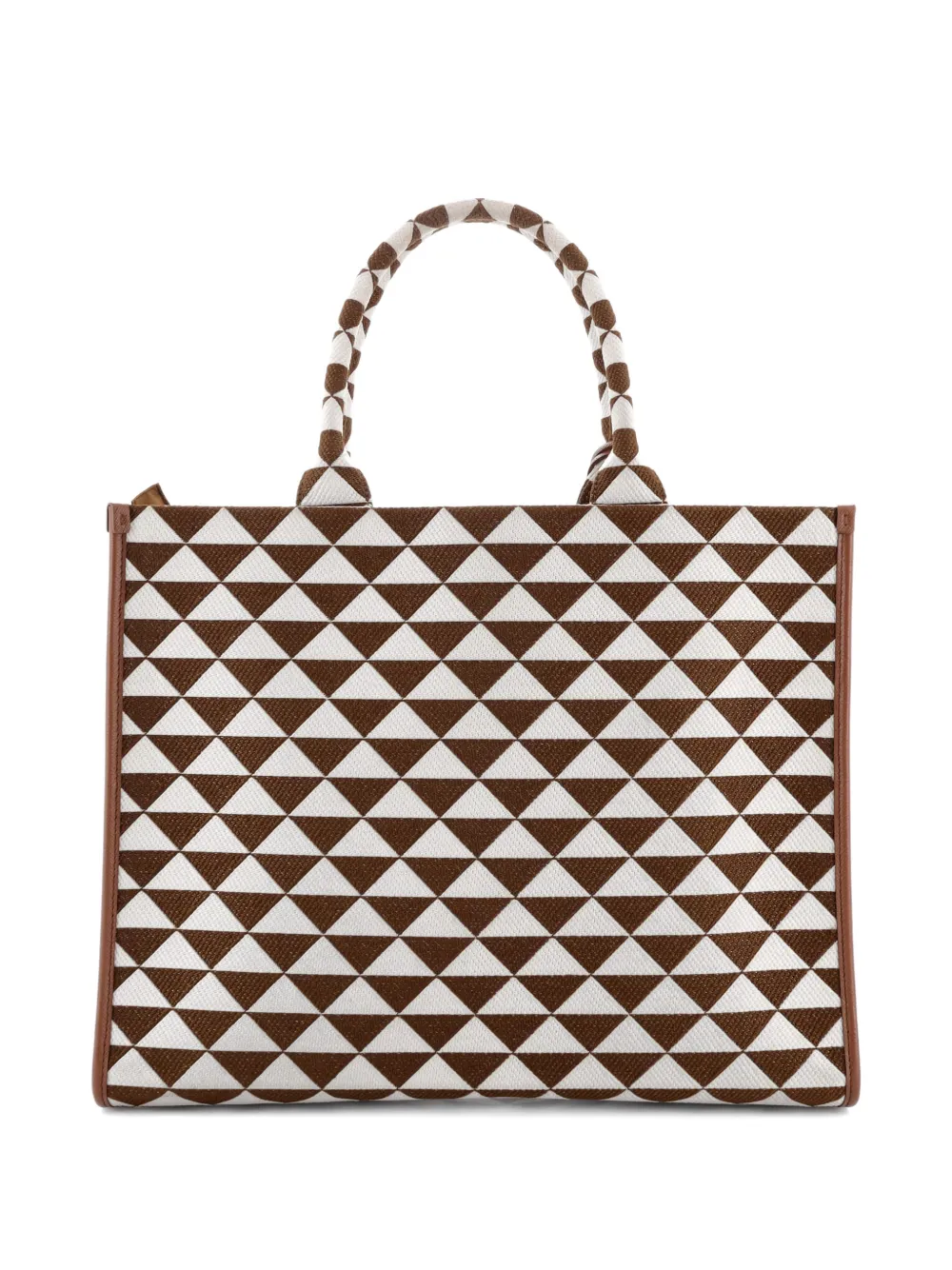 Pre-owned Prada Symbole Shopper Jacquard Large Tote Bag In Brown