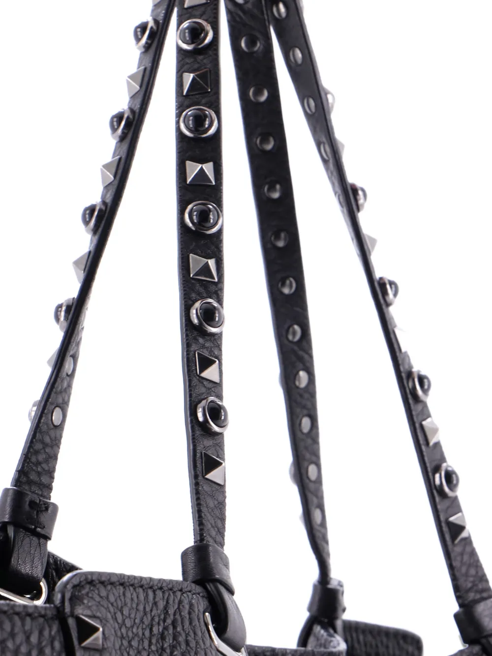 Pre-owned Valentino Garavani Rolling Rockstud Leather With Cabochons Medium Tote Bag In Black