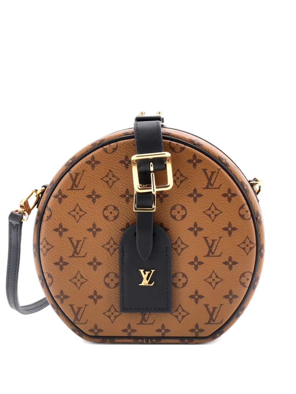 Pre-owned Louis Vuitton Petite Boite Chapeau Bag Reverse Monogram Canvas Shoulder Bag In Black