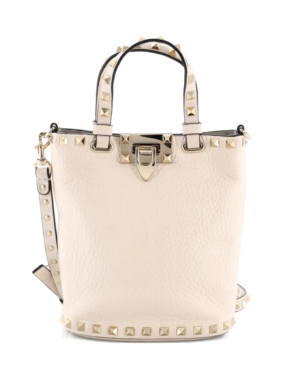 Valentino Garavani Pre-Owned Rockstud Crossbody Bag Leather Mini bucket bag - Toni neutri