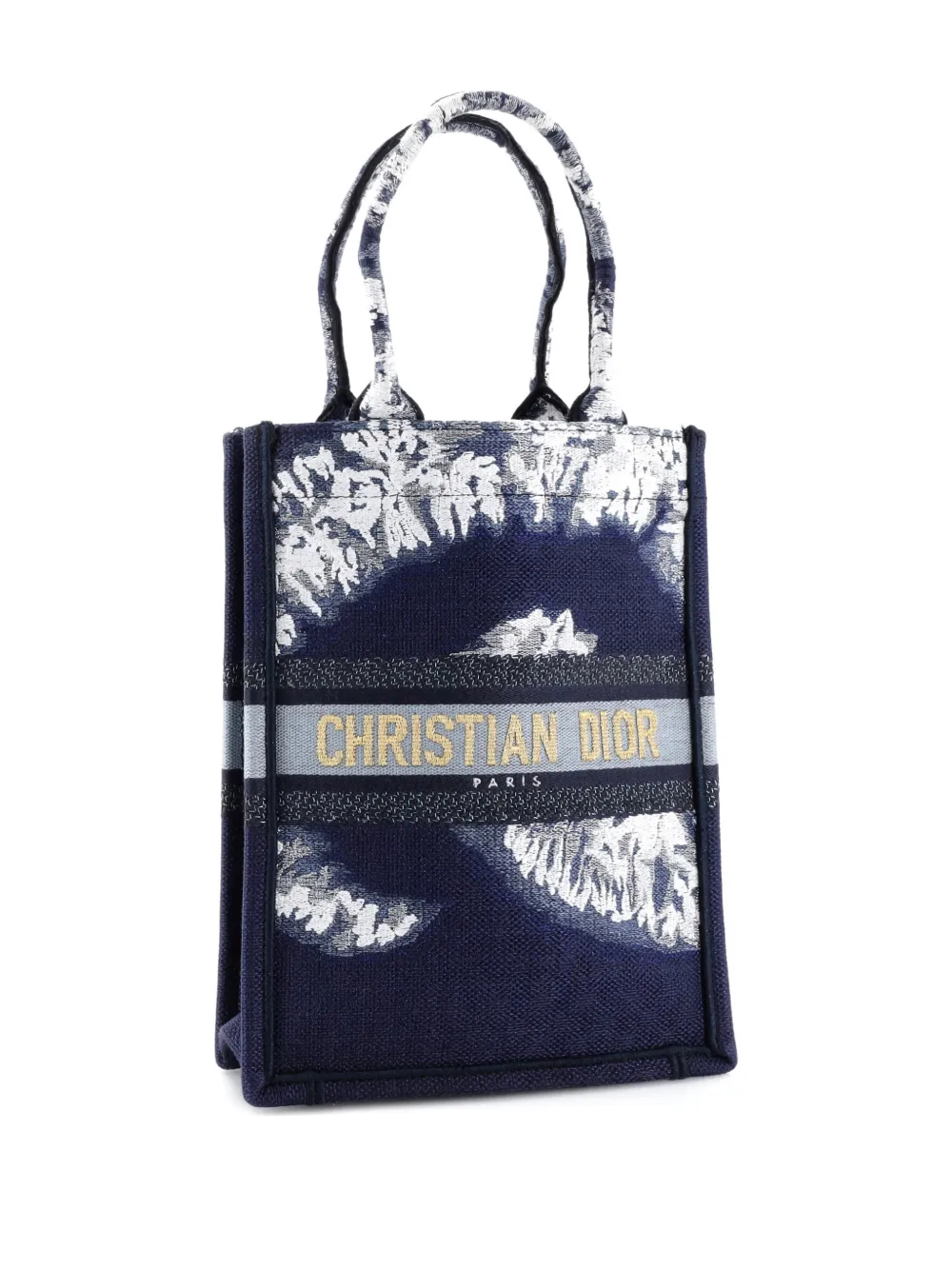 Pre-owned Dior Book Embroidered Canvas Vertical Tote Bag In Blue