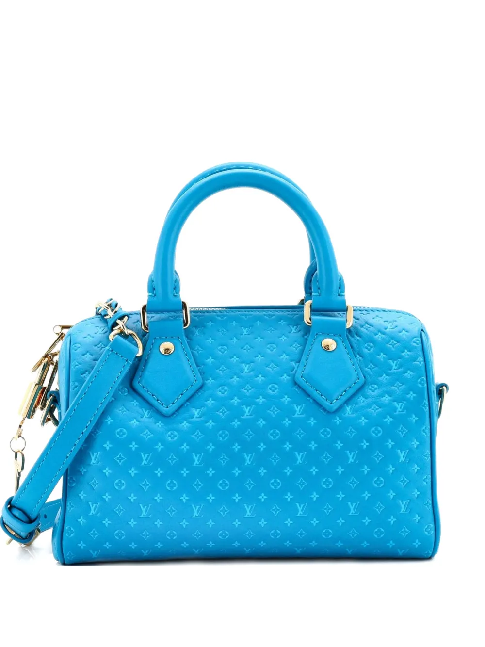 Louis Vuitton Pre-Owned Speedy Bandouliere Bag Nanogram Embossed Leather 20 satchel - Blu