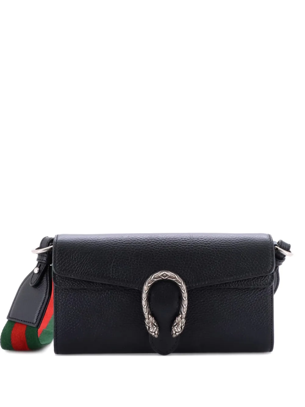 Pre-owned Gucci Dionysus East-west Flap Bag Leather Small Shoulder Bag In Black
