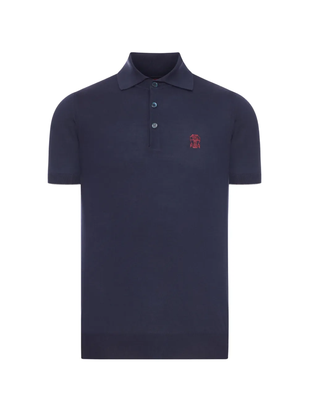 Brunello Cucinelli embroidered-logo polo shirt - Blu