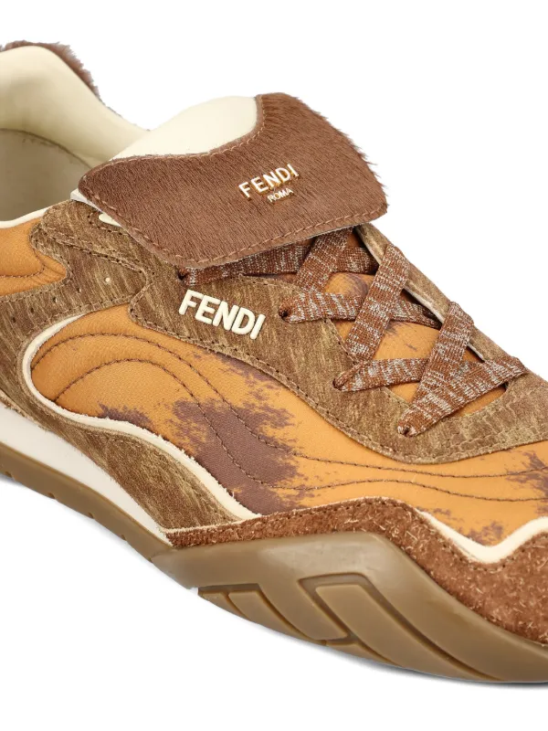 FENDI Wave Pulse lace-up Sneakers | Brown | FARFETCH