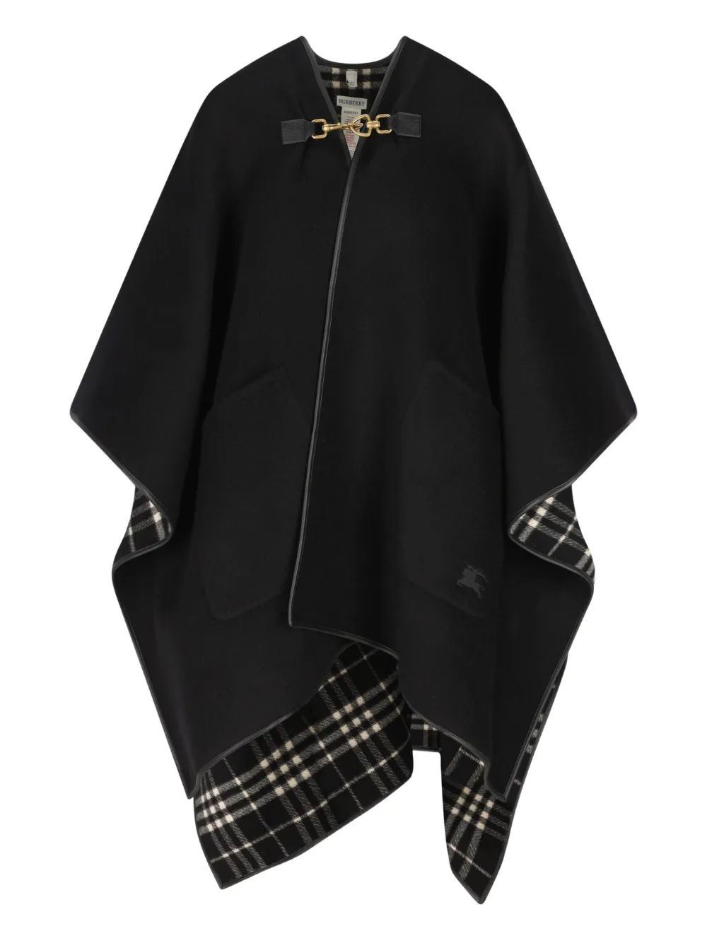 Burberry check-pattern embroidered-logo cape - Schwarz