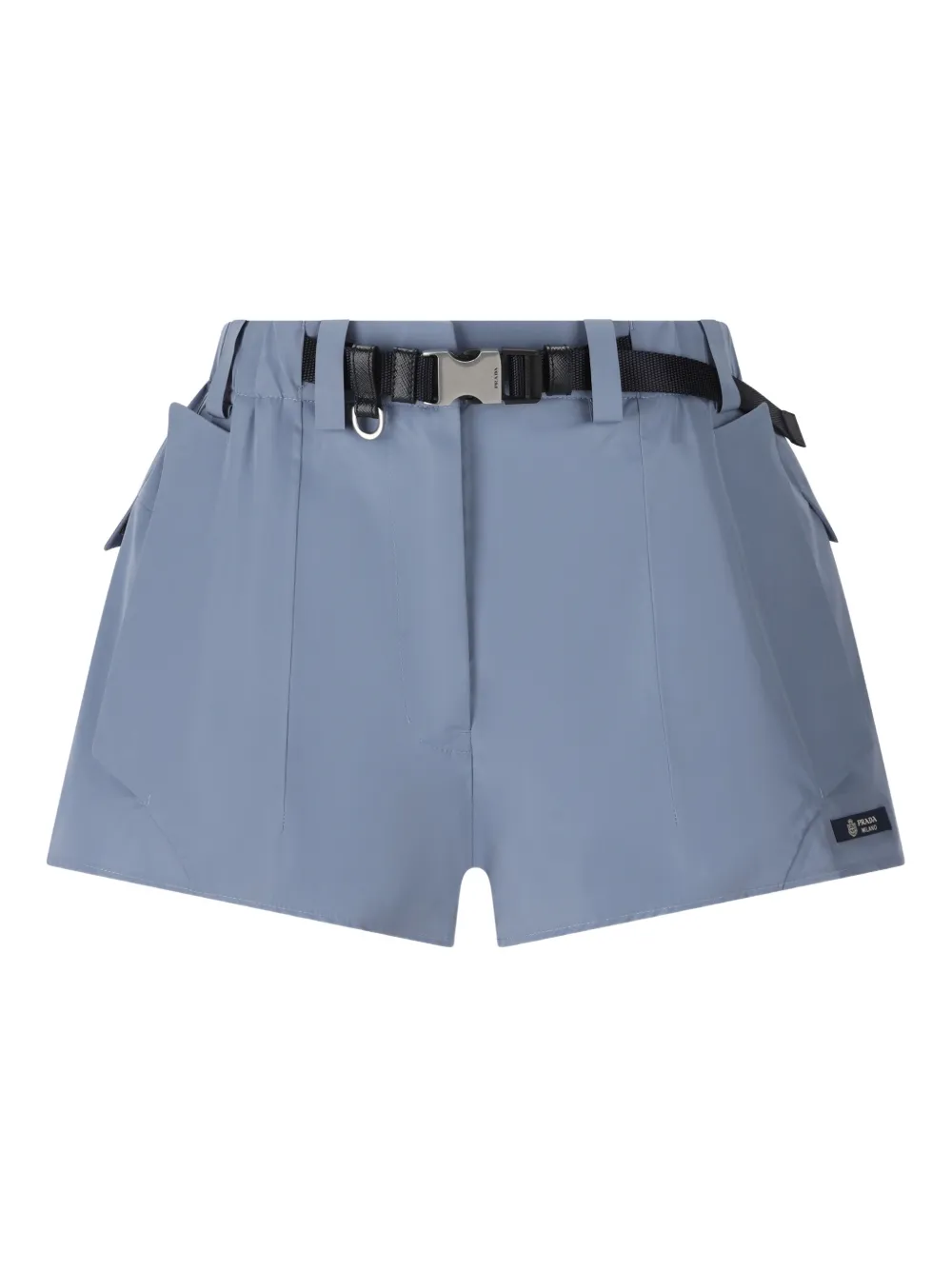 Prada belt-detailed logo-patch shorts - Blu