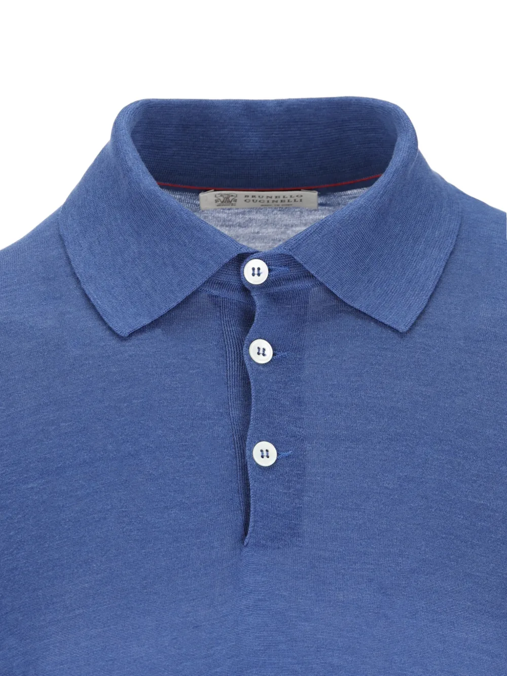 Brunello Cucinelli Poloshirt met geribbelde afwerking en knopen Blauw
