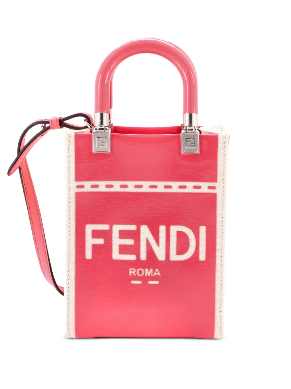 Fendi Pre-Owned Sunshine Shopper Tote Patent and Canvas Mini crossbody bag - Rosa