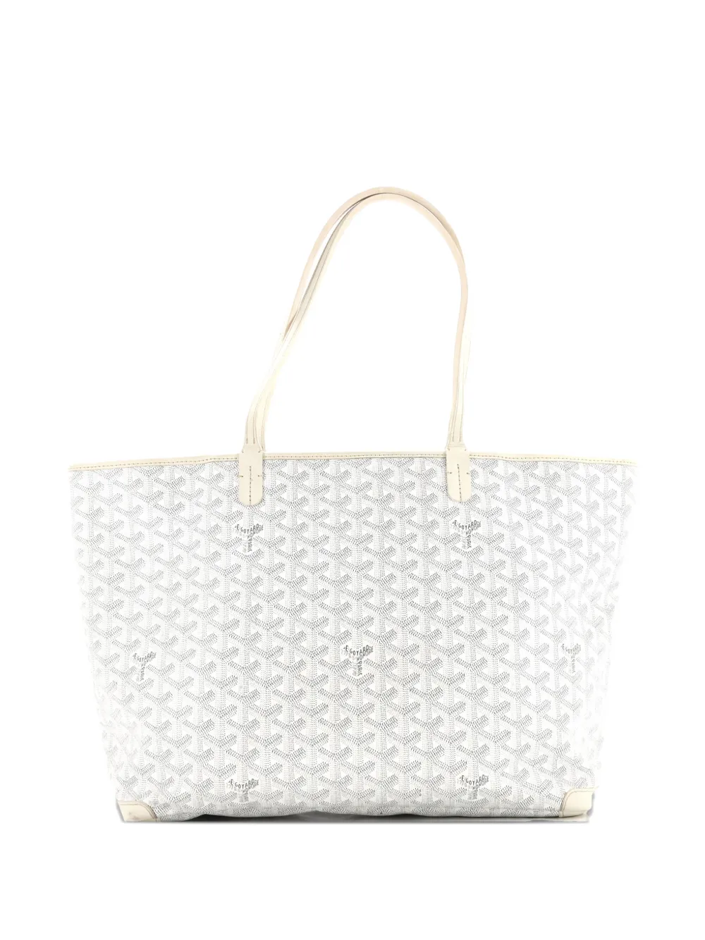 Pre-owned Goyard Artois Tote Coated Canvas Mm Shoulder Bag In White