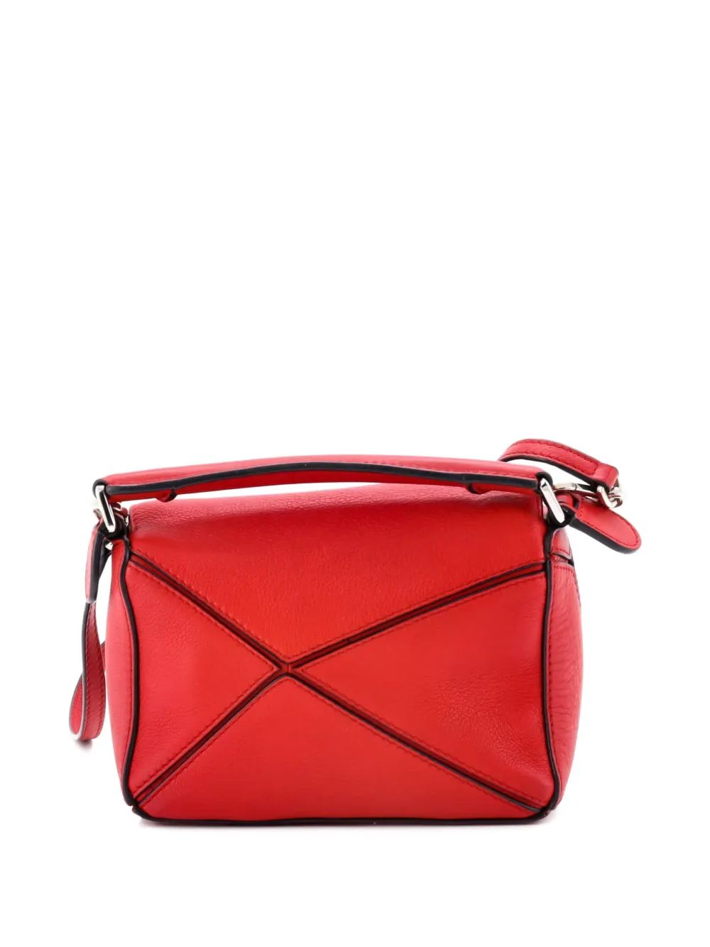 Pre-owned Loewe Puzzle Bag Leather Mini Crossbody Bag In Red